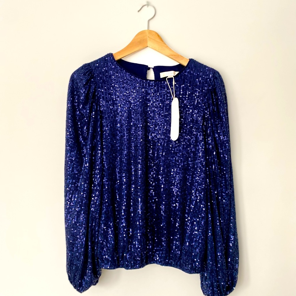 💙 Anthropologie sequins blouse XS🪩